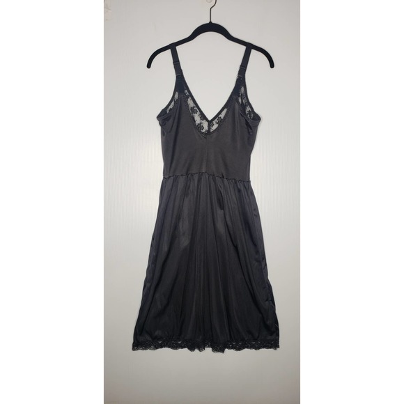Vintage Slip Dress Nightgown Youthful Creations Black Lace 44 B-C-D Cup Nylon - Picture 8 of 10